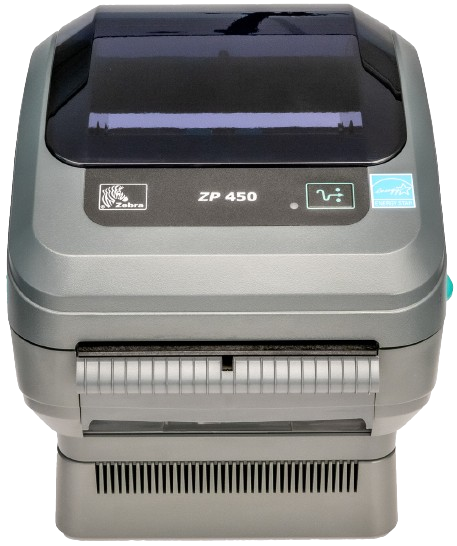 Zebra ZP450 thermal printer printing UPS shipping labels